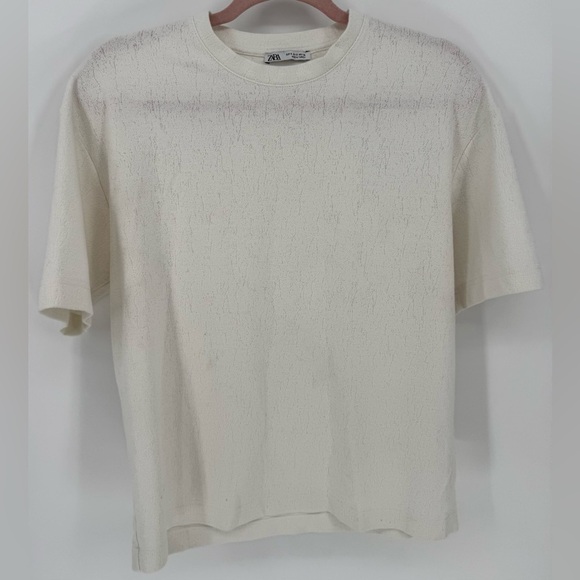 Zara Textured Crew Neck Oversized T Shirt - Picture 2 of 11